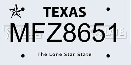 MFZ8651 Texas License Plate
