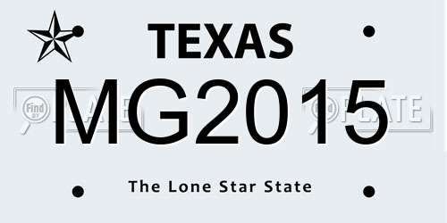 MG2015 Texas License Plate