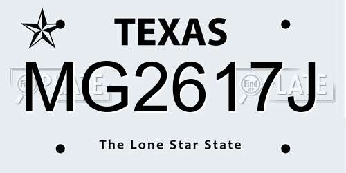 MG2617J Texas License Plate