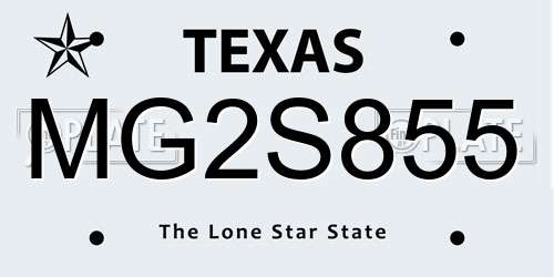 MG2S855 Texas License Plate