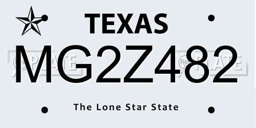 MG2Z482 Texas License Plate