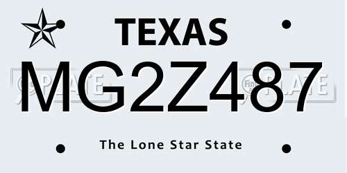 MG2Z487 Texas License Plate