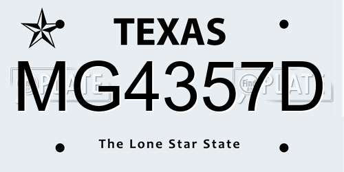 MG4357D Texas License Plate