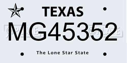 MG45352 Texas License Plate
