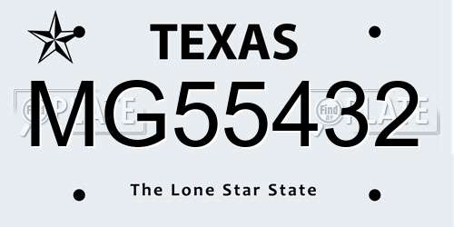 MG55432 Texas License Plate