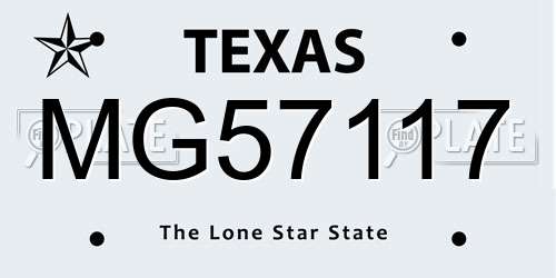 MG57117 Texas License Plate
