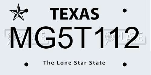 MG5T112 Texas License Plate