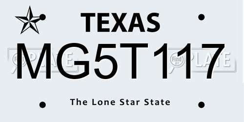 MG5T117 Texas License Plate
