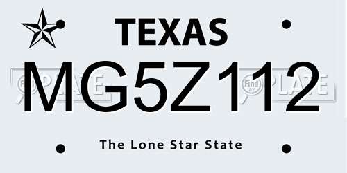 MG5Z112 Texas License Plate