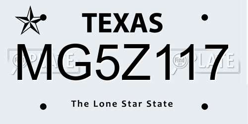 MG5Z117 Texas License Plate