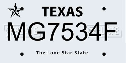 MG7534F Texas License Plate