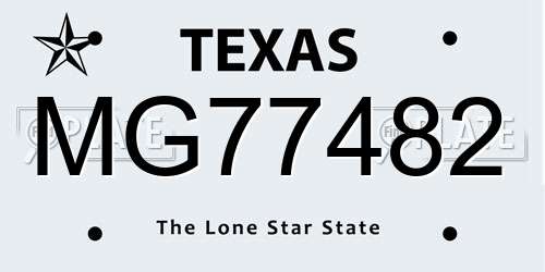 MG77482 Texas License Plate