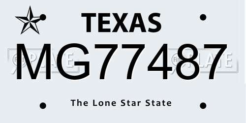 MG77487 Texas License Plate