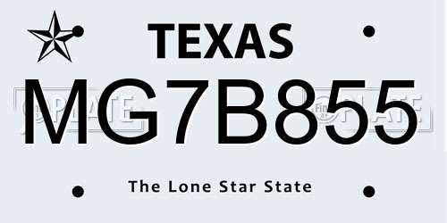 MG7B855 Texas License Plate