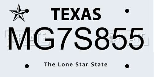MG7S855 Texas License Plate