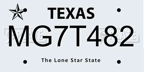 MG7T482 Texas License Plate