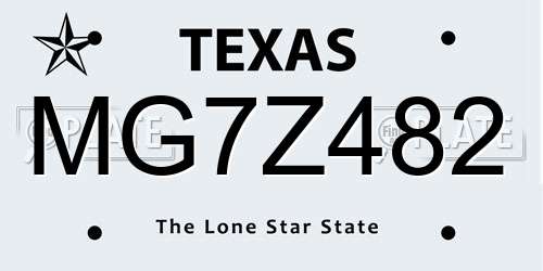 MG7Z482 Texas License Plate