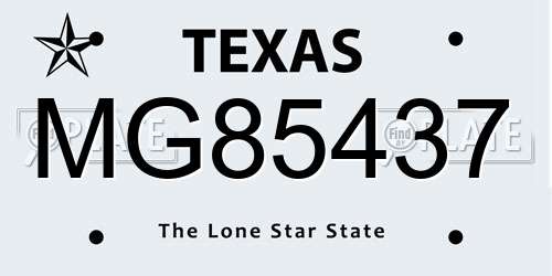 MG85437 Texas License Plate