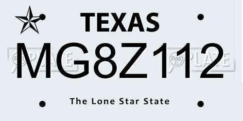 MG8Z112 Texas License Plate