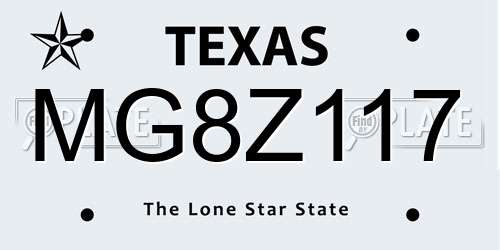 MG8Z117 Texas License Plate