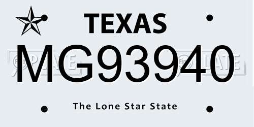 MG93940 Texas License Plate