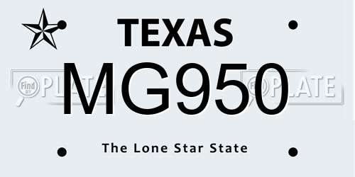 MG950 Texas License Plate