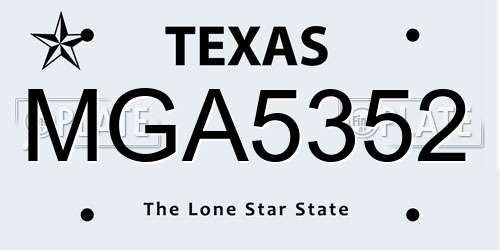 MGA5352 Texas License Plate