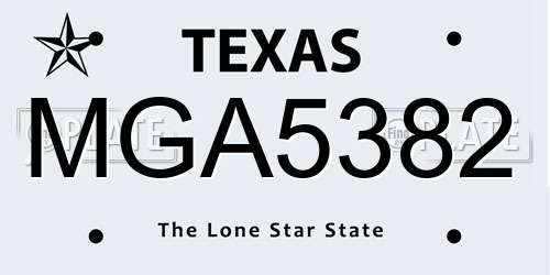 MGA5382 Texas License Plate