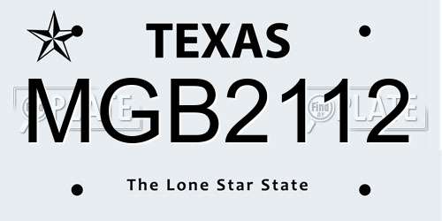 MGB2112 Texas License Plate