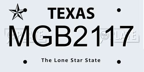 MGB2117 Texas License Plate