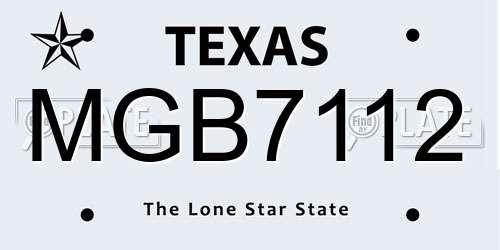 MGB7112 Texas License Plate