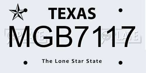 MGB7117 Texas License Plate