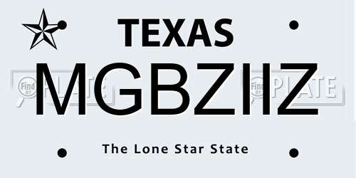 MGBZIIZ Texas License Plate