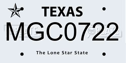 MGC0722 Texas License Plate