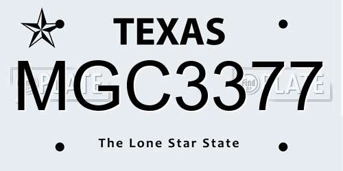 MGC3377 Texas License Plate