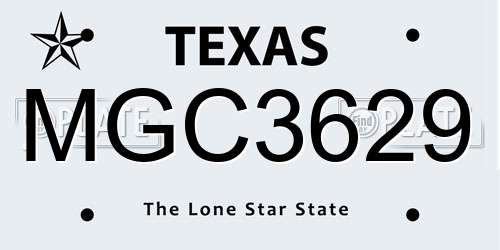 MGC3629 Texas License Plate