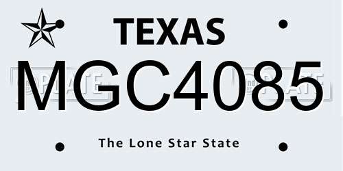 MGC4085 Texas License Plate