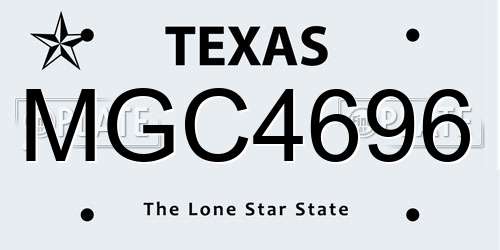 MGC4696 Texas License Plate