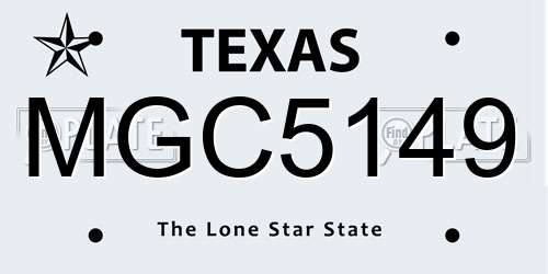 MGC5149 Texas License Plate