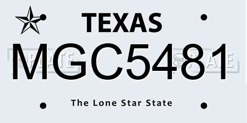 MGC5481 Texas License Plate