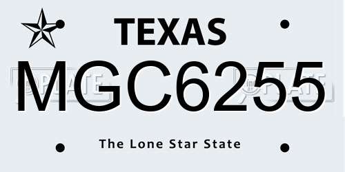 MGC6255 Texas License Plate