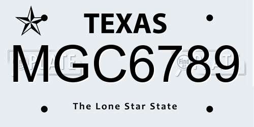 MGC6789 Texas License Plate