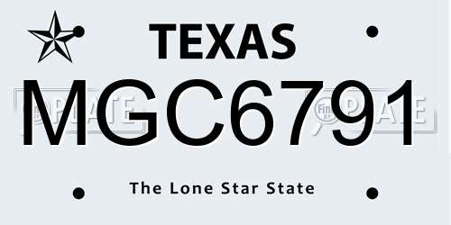 MGC6791 Texas License Plate