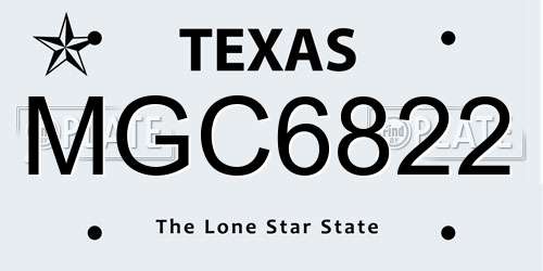 MGC6822 Texas License Plate