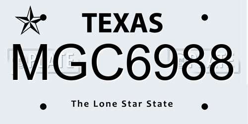 MGC6988 Texas License Plate