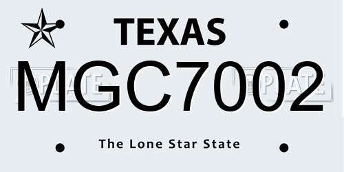 MGC7002 Texas License Plate