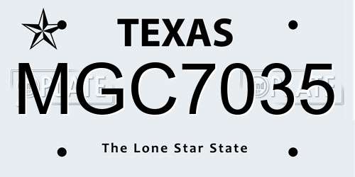 MGC7035 Texas License Plate