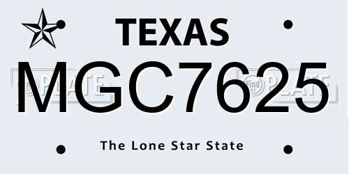 MGC7625 Texas License Plate