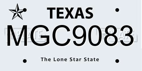 MGC9083 Texas License Plate