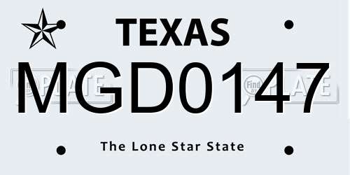 MGD0147 Texas License Plate